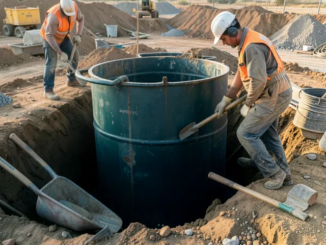 Septic tank excavation
