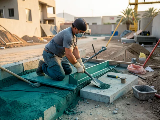 Sidewalk Paver Laying